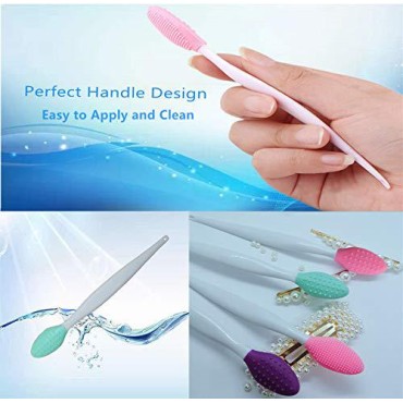 Lip Brush Tool,Double-Sided-Silicone Lip Scrub Bru...