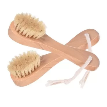 Natural Bristles Wooden Face Cleaning Brush Wood H...