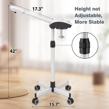 KINGSTEAM Professional Facial Steamer, Ozone Facial Steamer on Wheels with Time Preset Function, Design for Face Sauna Spa and Personal Care Use at Home or Salon(JY-20 White)