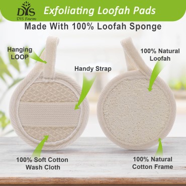 Face Loofah Pads Exfoliating Scrubber, Natural Luffa Facial Cleanser Pad Sponges Exfoliator Scrub Brush 6 Pack for Body Back Dead Skin Cleansing Washing Suitable for Men Women Bath Shower Spa Massage
