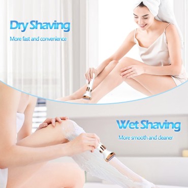 Electric Razors for Women, Shaver for Women, Trimmer for Women, Lady Electric Bikini Shaver for Women Pubic Hair, 4 in 1 Portable Rechargeable Women Face Shavers for Face, Underarm and Legs