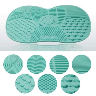 2 Packs Makeup Brush Cleaning Mat, Silicone Makeup Brush Cleaner, Makeup Brush Cleaning Pad and Scrubber with Suction Cup, Portable Washing Tool for Makeup Brushes (Pink & Green)
