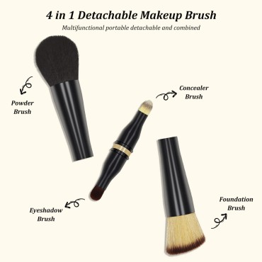 YONOY 4-in-1 Travel Makeup Brush, Eyeshadow, Eyebr...