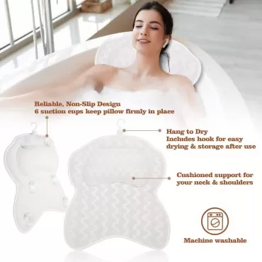 Relaxing Gifts for Women - Spa Baskets with Bath Pillow - Birthday Gift for Wife,Lover,Mom,Grandma,Sister,Friend,Coworker - Luxury 9 Pcs Home Bath Kit with Bathtub Pillow, Bath Bombs,Candle,Foot Files