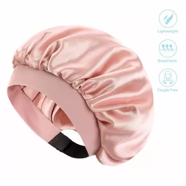 Hat Hut Kids Satin Bonnet Sleep Cap for Curly Hair Adjustable Silk Hair Cap for Baby Sleeping Hair Bonnet for Toddler Child (Pink)