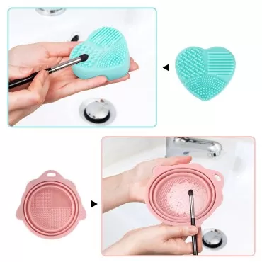 2pcs Makeup Brush Cleanser Mat, Silicone Makeup Br...