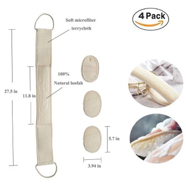 4 PCS - Exfoliating Loofah Back Scrubber for Showe...