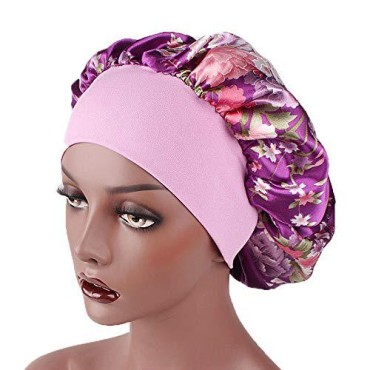 6 Pieces Large Printed Satin Bonnet Sleeping Caps ...