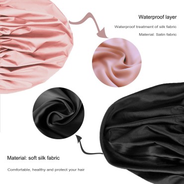 Amamba Shower Cap,100% Real Satin Lined Shower Cap...