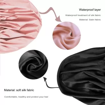 Amamba Shower Cap,100% Real Satin Lined Shower Cap...