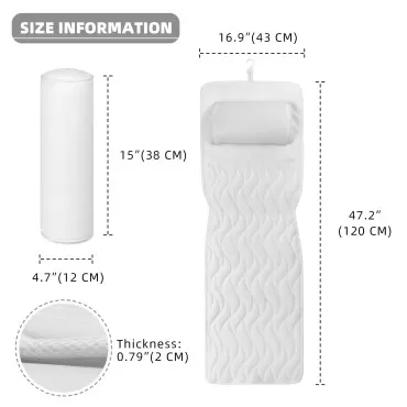 Full Body Bath Pillow, SPA Bathtub Pillow mat with Luxury Lumbar Pillow, Bathtub Pillow for Head Neck Shoulder and Back Support, Set with Shower Sponge, Cellulite Remover and Dry Skin, Gentle Massage
