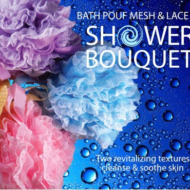 Loofah-Bath-Sponge Lace-Mesh-Set >> 2-Scrubs-in-1 ...