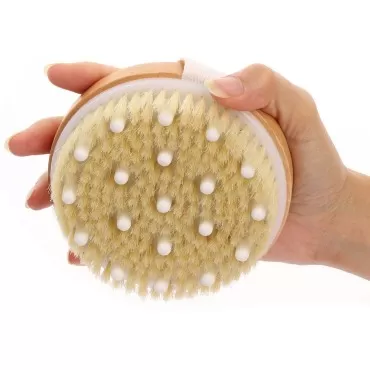 Dry Brushing Body Brush, 2 Pack Round Massage Scru...