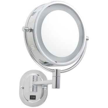 JERDON LED Lighted Wall-Mounted Makeup Mirror - Di...