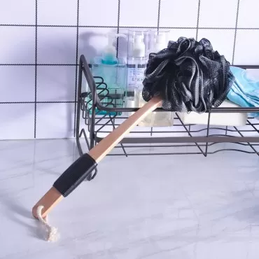 Lofa Sponges with Handle,Shower Sponge Loofah Back Scrubber,Loofah Sponge with Long Handle for Shower,Lufas on a Stick,Bath Sponge for Men Women (Black)