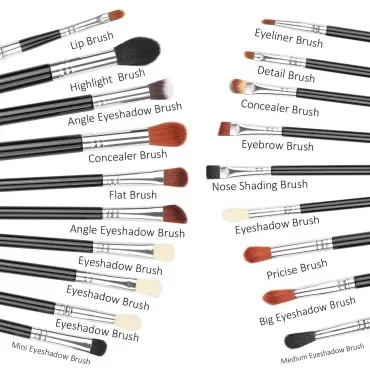 Logiverl 19 Pieces Eyeshadow Brush Set Included Eyeshadow Eyebrow Brush with Wooden Handle and Black Case (Black)……