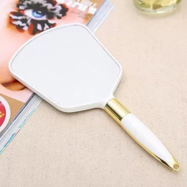 XPXKJ Handheld Mirror with Handle, for Vanity Makeup Home Salon Travel Use (White Colour, Square)