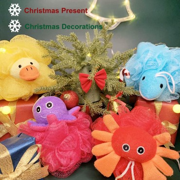 Loofah Exfoliating Shower Stuffed Sponge Pouf Mesh...