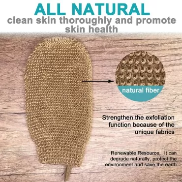 2 PACK 100% Natural Exfoliating Hemp Glove Mitt Mi...