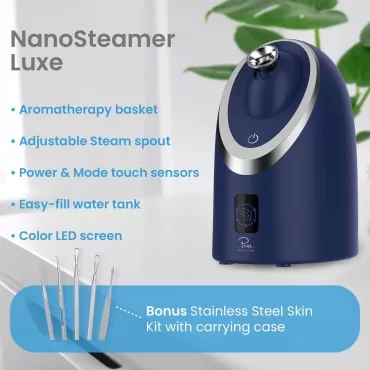 NanoSteamer Luxe by Pure Daily Care in Navy | Ioni...