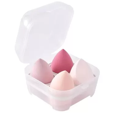 Introduction Price! 4ct Makeup Sponge Set, Foundation Beauty Blender Sponge Puffs for Liquid, Cream and Powder, Makeup Sponges for Blending(Esponjas Para Maquillaje) in Sponge Holder Organizer-Pink