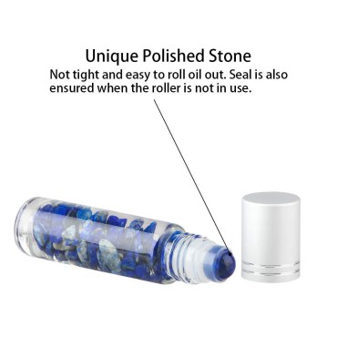 Tomorotec 10ml Essential Oil Roller Bottles Set with Colorful Gem Stone Balls, Home Ultra Thick Roller Bottle for Oil with Opener and Droppers (8 Pcs)