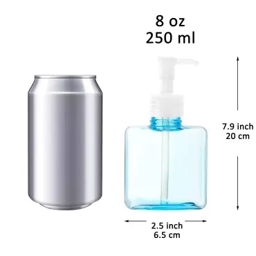Youngever 5 Pack Color Plastic Square Pump Bottles, Refillable Plastic Pump Bottles for Dispensing (8 Ounce)