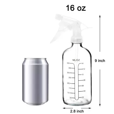Youngever 4 Pack 16 Ounce Empty Glass Spray Bottles with Measurements, Spray Bottles for Hair and Cleaning Solutions