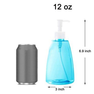 Youngever 6 Pack Empty Plastic Pump Bottles, Refillable Plastic Pump Bottles with Travel Lock in 6 Colors (12 Ounce)