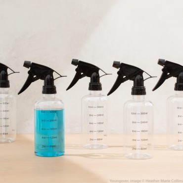 Youngever Set of 6 Empty 12 Ounce Plastic Spray Bottles with Measurement, Spray Bottles for Hair and Cleaning Solutions