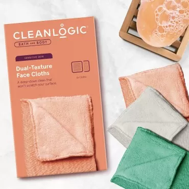 Cleanlogic Bath & Body Exfoliating Dual-Texture Fa...