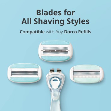 Dorco EVE6 Razors for Women for Extra Smooth Shaving (No Handle, 12 Pcs Razor Blade Refills), 6 Curved Blades with Flexible Moisture Bar, Womens Razors for Shaving with Aloe Vera Moisture Bar, Interchangeable Cartridge for Sensitive Skin _Mothers Day Gift