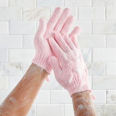 6 Pairs Body Exfoliating Shower Gloves with Hangin...