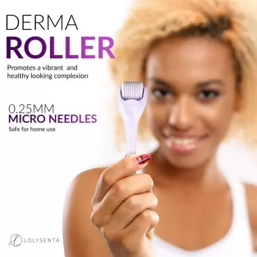Lolysenta Derma Roller 0.25mm, Titanium Microneedle Roller for Face, Microdermabrasion Facial Roller, Microneedling Dermaroller, Includes Storage Case
