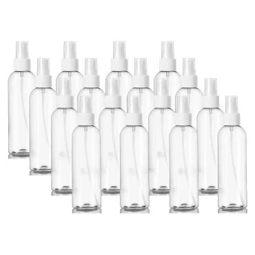ljdeals 8 oz Clear Plastic Spray Bottles, Refillable Fine Mist White Sprayer Bottles for Essential Oils, Perfumes, Travel, Pack of 16, Made in USA