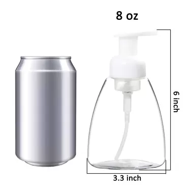 Youngever 5 Pack Clear Plastic Oval Foaming Soap Dispenser, Refillable Plastic Pump Bottles with Travel Lock for Hand Sanitizer (8 Ounce)
