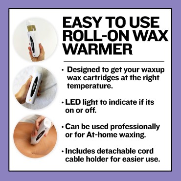 waxup Roll On Wax Warmer for Hair Removal, Roller Wax Heater for Soft Wax Cartridge Refill (120 vol).