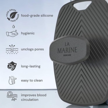 LaMarine Skincare Silicone Body Wash Scrubber with Handle for Cleansing, Exfoliating, and Massaging Your Skin - Lather Boosting Bristles & Non-Slip Handle, for Sensitive Skin