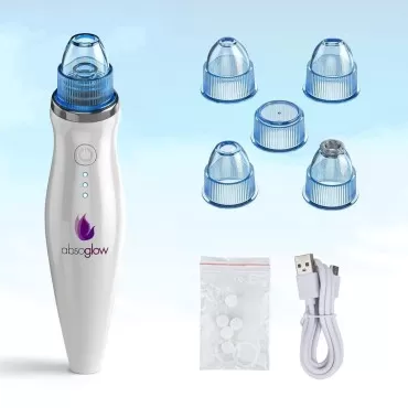 Fenitrany Sicy Comedo Microdermabrasion Blackhead Remover Vacuum Suction Facial Pore Cleaner, Rechargeable Skin Peeling Machine by Absoglow, White