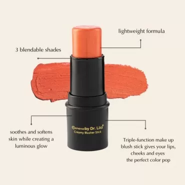 EpiLynx by Dr. Liia Compact Illuminating Cream Blush Stick - Neutral Colors to Match Every Skin Type - Allergen Free I Vegan (Coral Red)