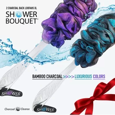 Loofah-Charcoal Back-Scrubbers Color-2-Pack-by-Sho...