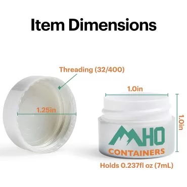 MHO Containers | Pearlized Plastic Cosmetic Jars - Double-Walled Screw-on Refillable 7 gram/0.25oz - Set of 50 (Pearl)