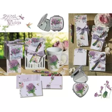 Lissom Design Note Pad and Pen Gift Set - Desk Set for Home or Office Memo Sheet Notepad and Pen, 2-Piece, Sweet Violets