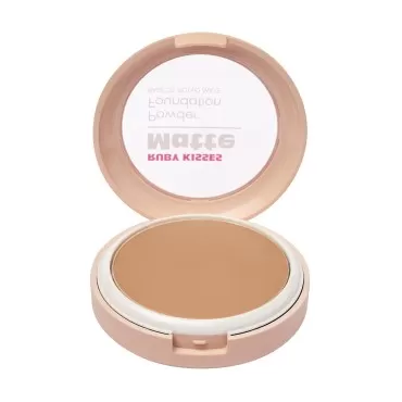 Ruby Kisses Face Powder Foundation, Pressed Compact Makeup Setting Powder, Full Coverage Matte Lightweight, Long-Lasting, Perfect Finishing Powder, Portable, Convenient, Sponge & Mirror (Rich Beige)