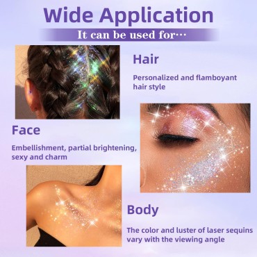 HOSAILY Face Body Glitter Gel Holographic Chameleon Mermaid Sequins Liquid Glitter for Hair Eye Lip Nail Long Lasting Color Shifting Metallic Sparkling Glitter Makeup Festival Party Accessories 01#