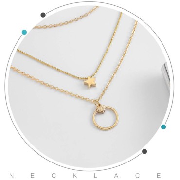 Edary Vintage Star Necklace Gold Layered Necklaces Rings Pendant for Women and Girls.