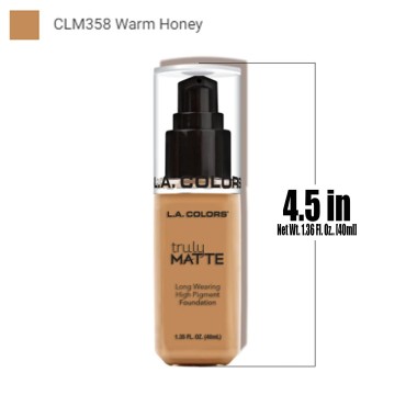 LA Colors CLM358 Warm Honey Truly Matte Liquid Foundation Powder Like Finish + Free Zipper Bag