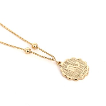 Aimimier Zodiac Sign Necklace with Medallion Coin Pendant Scorpio Necklace Astrology Statement Jewelry Gift for Girlfriend Women (Gold)