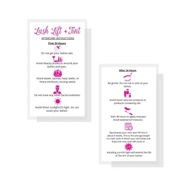 Lash Lift + Tint Aftercare Instruction Cards | 50 ...