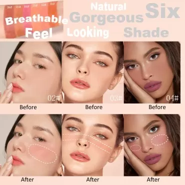 Liquid Blush Set Makeup, Cream Blush for Cheeks, Mothers Day Gifts Natural Looking, Waterproof, Lightweight, Breathable Feel, Sheer Flush Of Color, Long-Wearing, Dewy Finish 0.81 Fl Oz (02#03#04#)